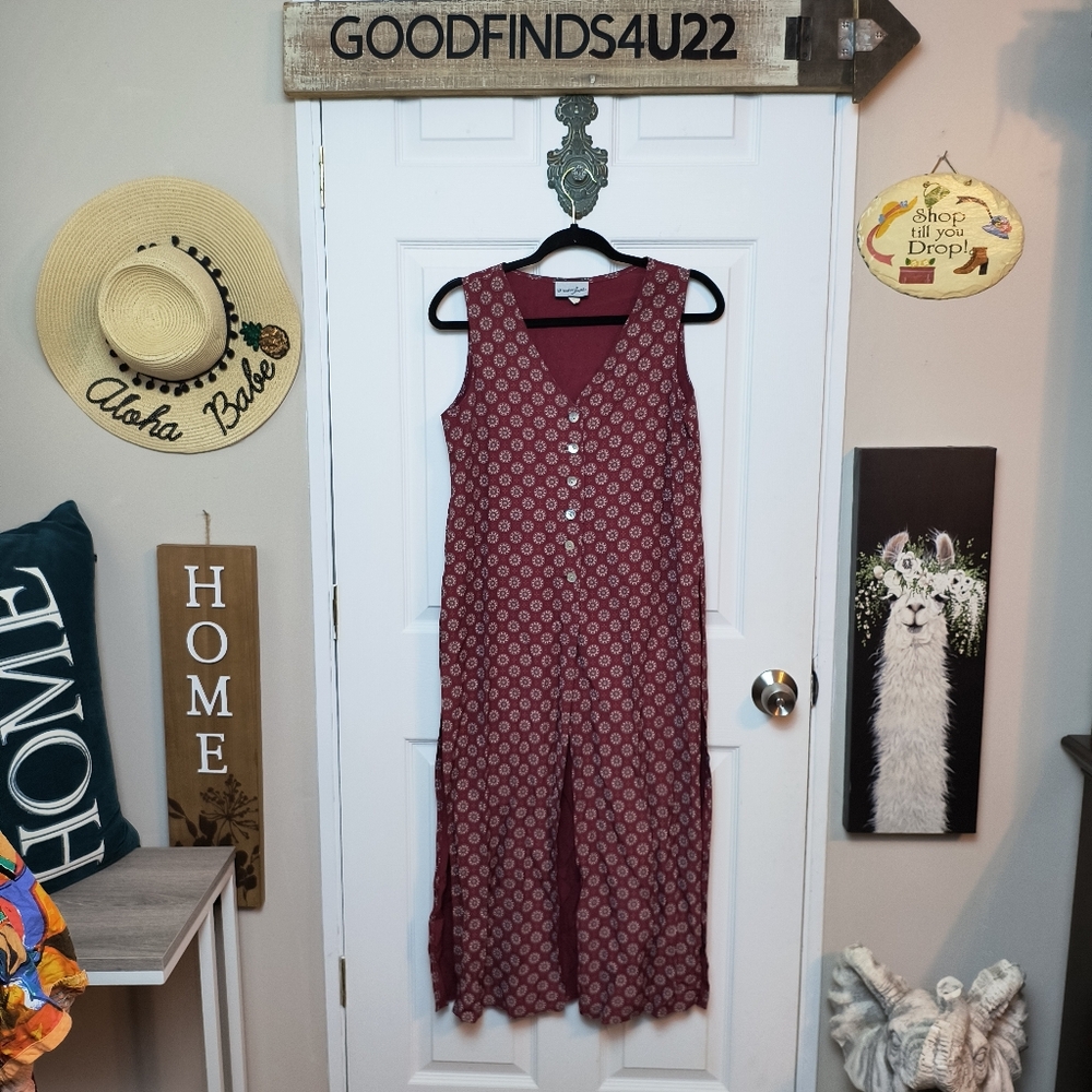 Vintage Breaking Loose Boho Hippie Sleeveless Duster Kimono Midi Length 5/6